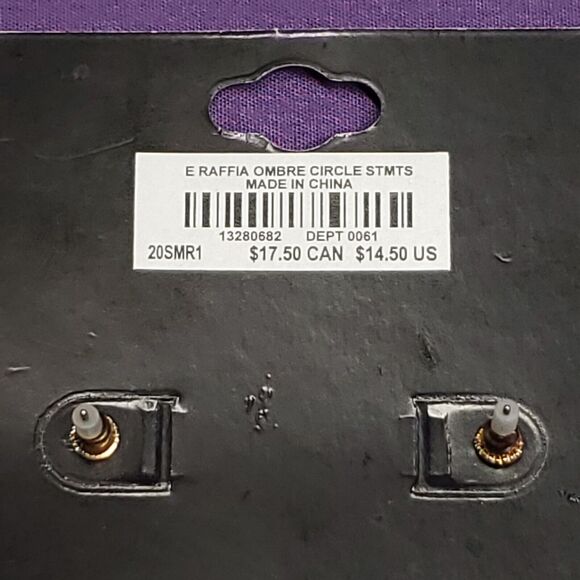 Torrid Dusty Rose Ombre Raffia Circle Statement Earrings Pink Blue - Picture 5 of 7